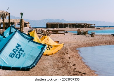 Dahab, Sinai, Egypt 11 11 2021: Blue Lagoon Kite Surfing Spot Near Red Sea Dahab Sinai Egypt