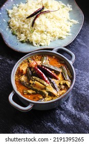 Dahi Bhindi, A Preparation Of Okras With Curd And Spices.