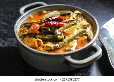 Dahi Bhindi, A Preparation Of Okras With Curd And Spices.