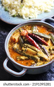 Dahi Bhindi, A Preparation Of Okras With Curd And Spices.