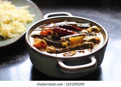 Dahi Bhindi, A Preparation Of Okras With Curd And Spices.