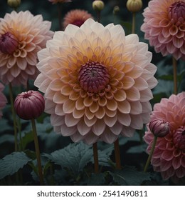 Dahlia is a vibrant flowering plant with rich, bold petals in various colors, symbolizing elegance, strength, and creativity, perfect for gardens and floral arrangements. - Powered by Shutterstock