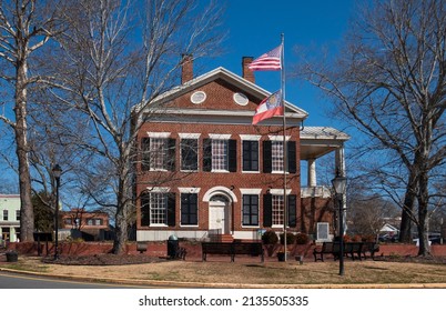 Dahlonega, GA USA - Feb 10 2021:  Dahlonega Is Home To The First Major Gold Rush In America In 1828. The Town Was Established In 1833. The Courthouse Sits In The Middle Of Town And Houses A Museum.