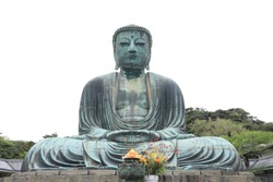 Daibutsu Or Great Buddha Of Kamakura. The Monumental Bronze Statue Of The Great Buddha In Kamakura, Japan