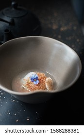 Daikon Soup With Katsuobushi On Dark Background.