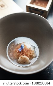 Daikon Soup With Katsuobushi On Dark Background.