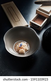 Daikon Soup With Katsuobushi On Dark Background.
