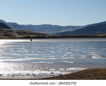 Dailey Lake Ice Fishing Hut, Sunny Day