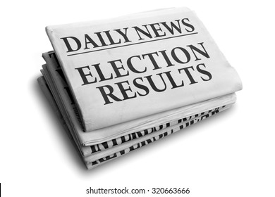 Daily News Newspaper Headline Reading Election Results Concept For Outcome Of Referendum Or Vote