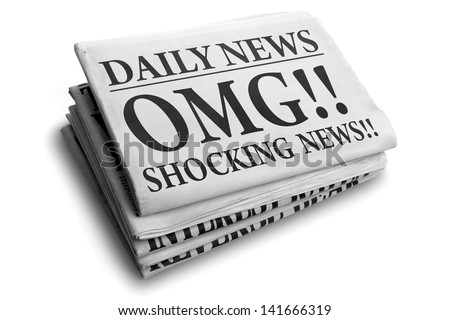 Daily news newspaper headline reading OMG shocking news concept for astonishing news