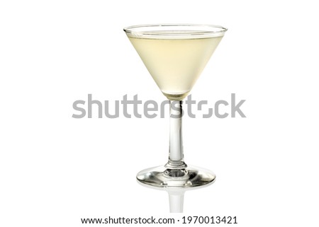 Daiquiri cocktail in martini glass isolated on white background, copy space