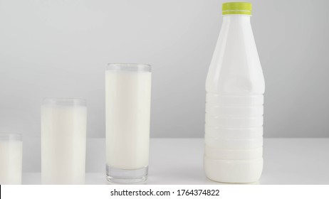 Dairy Product On A White Background,milk,kefir,a Bottle For Text.