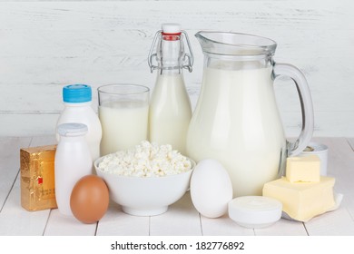 Dairy Products Milk Cottage Cheese Eggs Stock Photo 148965311 ...