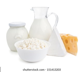 Dairy Products Isolated On White Background