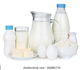 Dairy Products Isolated On White Background