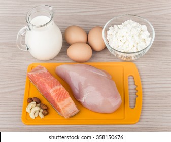 Dairy Products, Meat And Nuts - Foods High In Protein