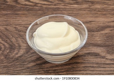 Dairy sour cream in the bowl