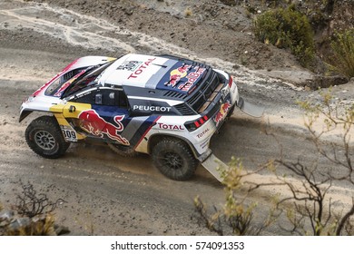 Dakar Rally 2017 In Paraguay, Argentina, Bolivia. 2/14 Jenuary 2017. Sebastien Loeb/Daniel Elena, Peugeot. Second At Finish.