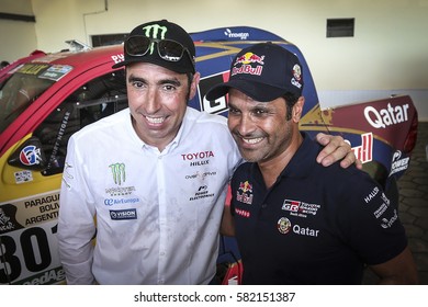 Dakar Rally 2017 In Paraguay, Argentina, Bolivia. 2/14 January 2017. Nani Roma, Toyota And Nasser Al Attiyah, Toyota.