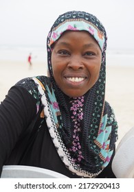 Dakar, Senegal, Africa, June 22 2022, Portrait Of A Smiling Muslim Girl