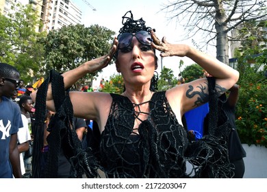 Dakar, Senegal, Africa, May 24 2022, Spanish Film Actress Rossy De Palma Performs In The Gardens Of Dakar City Hall