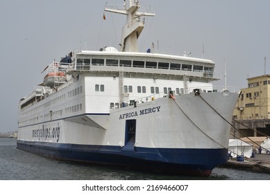 Dakar, Senegal, Africa, May 26 2022, A Hospital Ship Mercy Ship In The Port Of Dakar