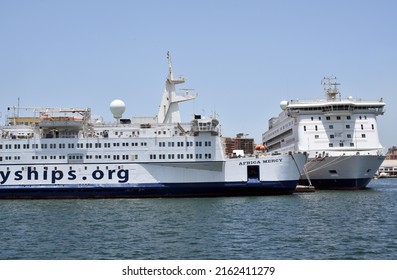 Dakar, Senegal, Africa, May 28 2022, Mercy.org Hospital Ship In An African Port