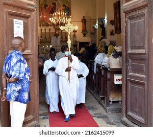 Dakar, Senegal, Africa, May 28 2022, Mass In A Catholic Church On The Island Of Gorée