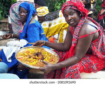 Dakar Senegal Africa October 2021 Senegalese Women Prepare A Traditional African Meal