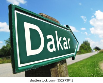 Dakar Signpost Along A Rural Road