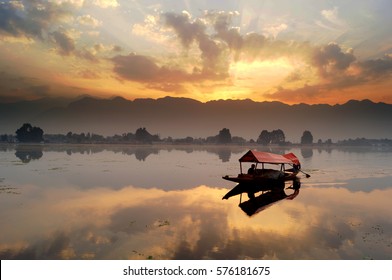 Dal Lake Sunset Landscape, Kashmir, India
