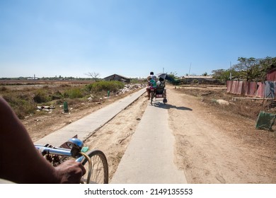 DALA, MYANMAR - FEBRUARY 28: Pedicabs sightseeing city tour for traveller at Dala Township, It's located on the southern bank of Yangon river and still largely rural and undeveloped on Feb 28, 2015