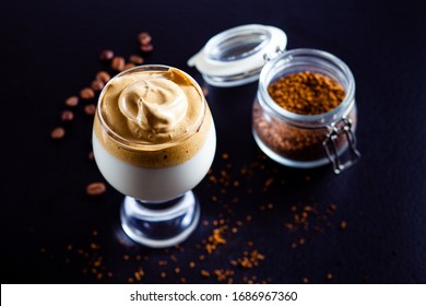 Dalgona Coffee - Whipped Instant Coffee Mousse In The Glass