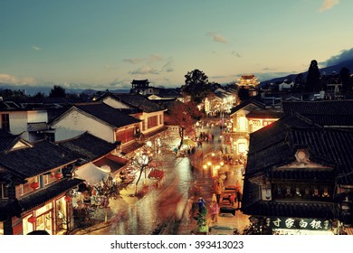 DALI, CHINA - DEC 5: Street view at night on December 5, 2014 in Dali, China. Dali is the ancient capital of Nanzhao in 8-9th centuries and Kingdom of Dali and major travel attractions in China.