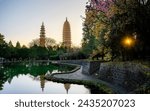 Dali, China: Three Pagodas at dawn, HDR Image