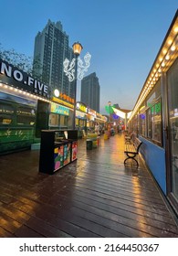 Dalian Liaoning China June 3, 2022. Dalian Software Park And Street Food Market. Evening View.