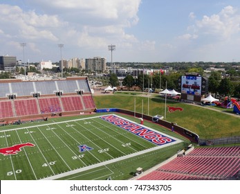 DALLAS, TEXAS—AUGUST 2017:  One End Of The Gerald J. Ford Stadium At The Southern Methodist University Park.