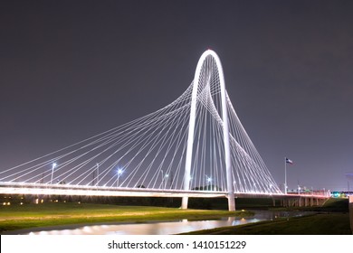 Dallas Bridge Lit Up At Night