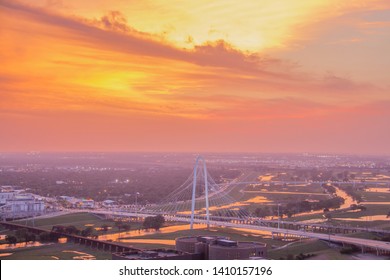 Dallas Landmark And Skyline At Sunset