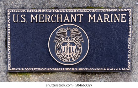 Dallas, Oregon - February 18, 2017 - Commemorative Plaque Honoring Those Who Have Served And Veteran's Of The United States Merchant Marine.