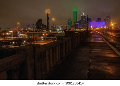 The Dallas Skyline At Night In Winter
