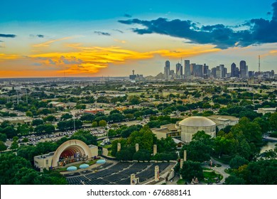 Dallas Skyline Sunset Aerial View, Texas