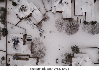 Dallas Snowstorm Drone Image Houses