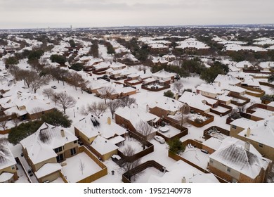 Dallas Snowstorm Drone Image With Houses