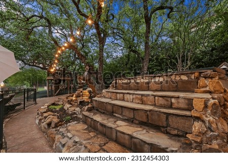 Dallas, texas - april 2023: a home patio a sunset