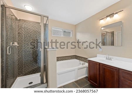 Dallas, texas - August 6th 2023: a home bathroom 