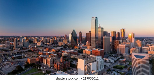 Dallas, Texas cityscape with blue sky at sunset, Texas - Shutterstock ID 219938011