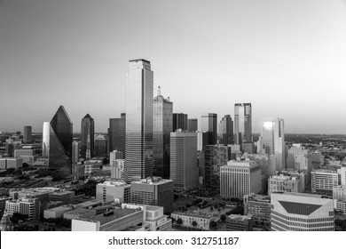 Dallas, Texas cityscape with blue sky at sunset, Texas - Powered by Shutterstock