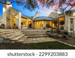 Dallas, Texas - Feb 2023: a home patio at sunset