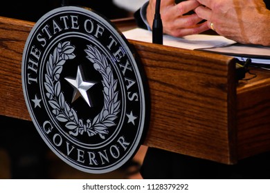 Dallas, Texas / United States - 05 30 2018: The Official Seal For The Governor Of Texas.